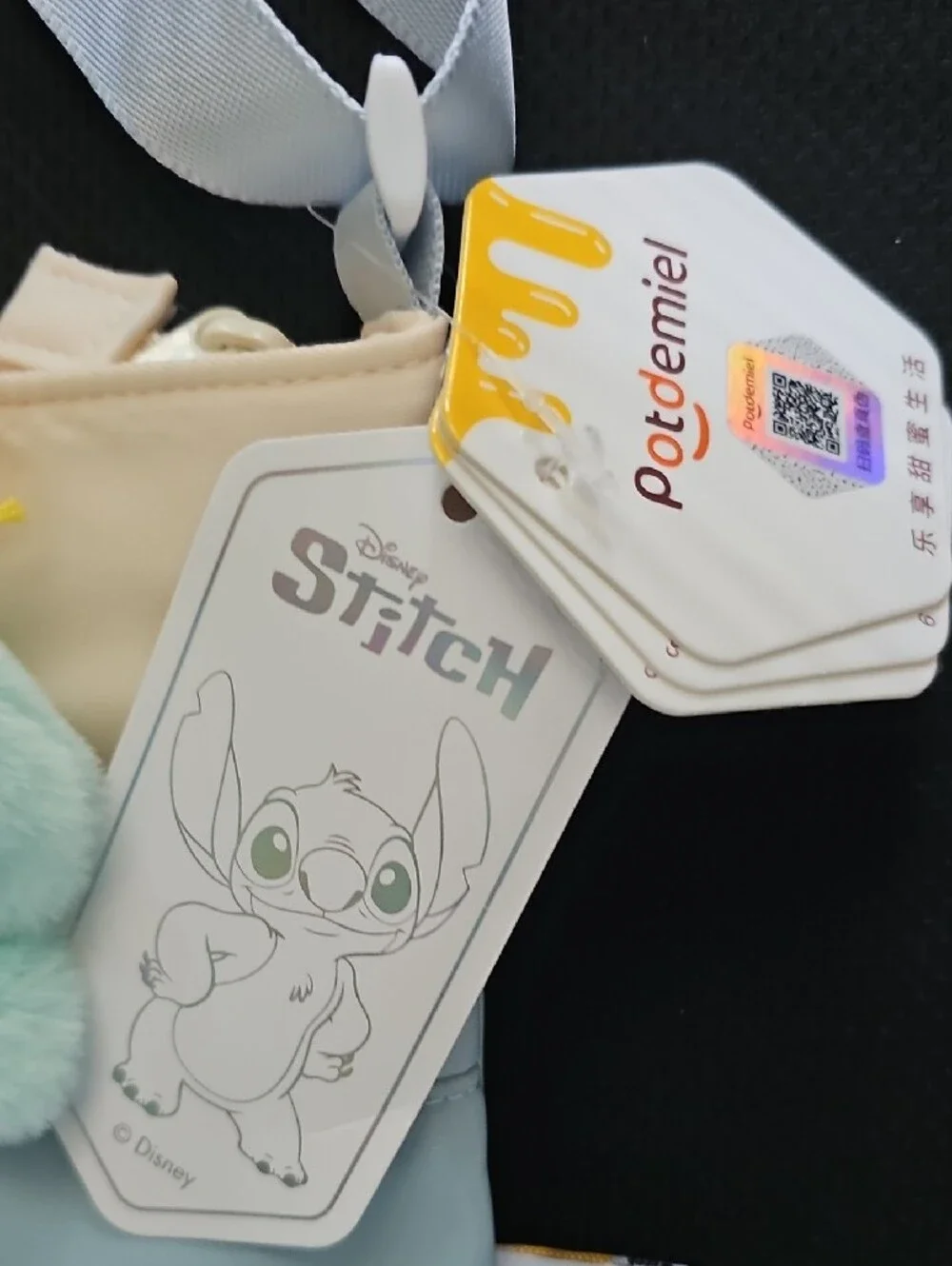 Disney Light Blue Stitch Plush Crossbody Bag with Mint Critter Charm